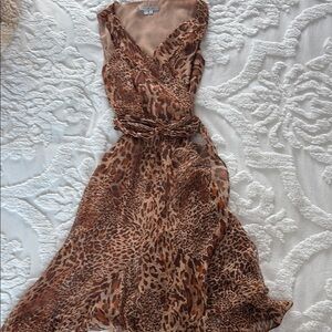 Leopard Print Silk Sleeveless Dress